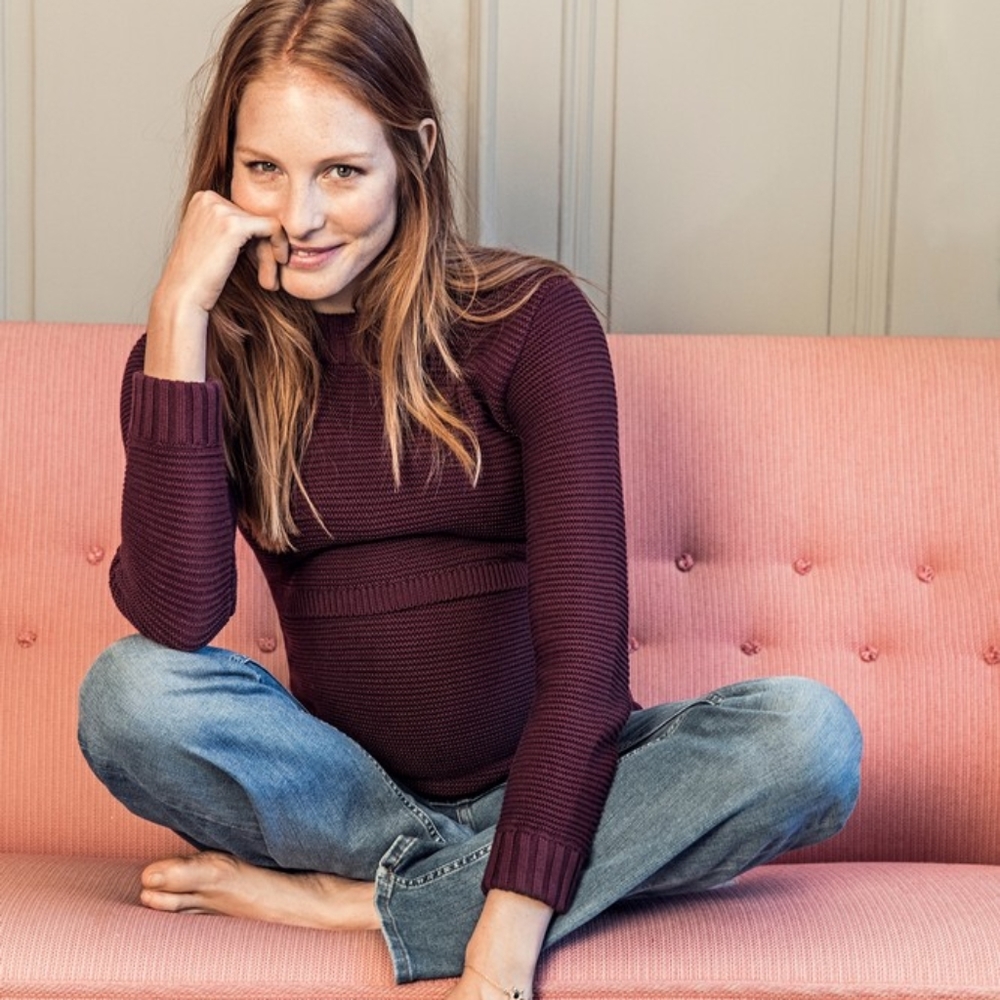 Boob Sweden burgundy nursing maternity sweater L.